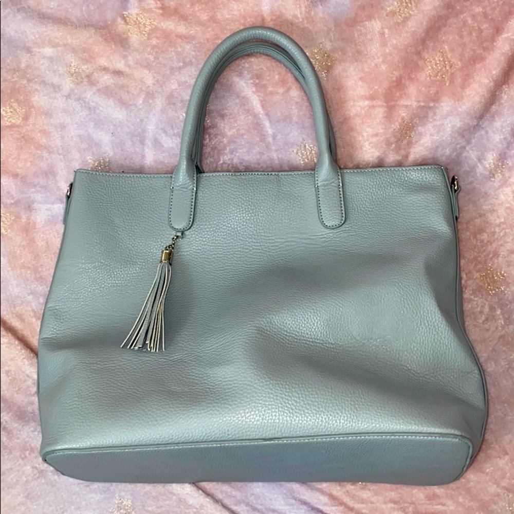 Large grey shoulder/hand bag with wallet and more